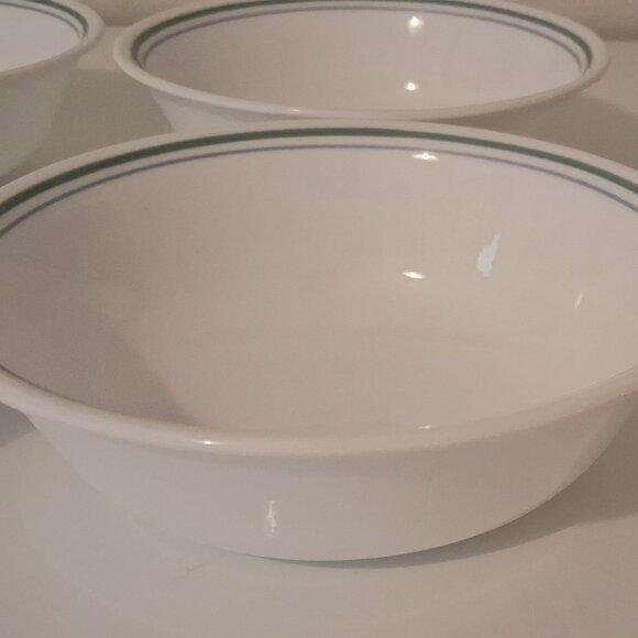 4 Corelle "COUNTRY COTTAGE" Soup/Salad/Cereal Bowls 6 1/4" Green & Blue Stripe - Picture 4 of 13